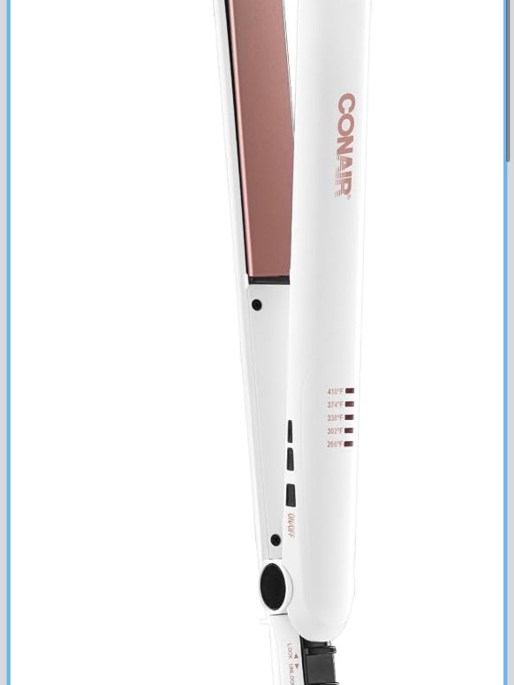 White and Rose Gold Ceramic Hair Straightener